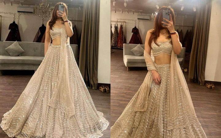 Sabyasachi Designer Lehenga Choli Embellished With Beautiful Shimmer Dori Work Wedding Lehenga Choli Party Wear Lehenga Choli - Uboric