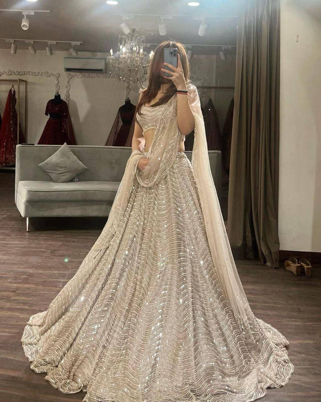 Sabyasachi Designer Lehenga Choli Embellished With Beautiful Shimmer Dori Work Wedding Lehenga Choli Party Wear Lehenga Choli - Uboric