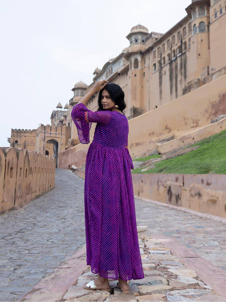 Sanvi Purple Leheriya Kurta - Uboric