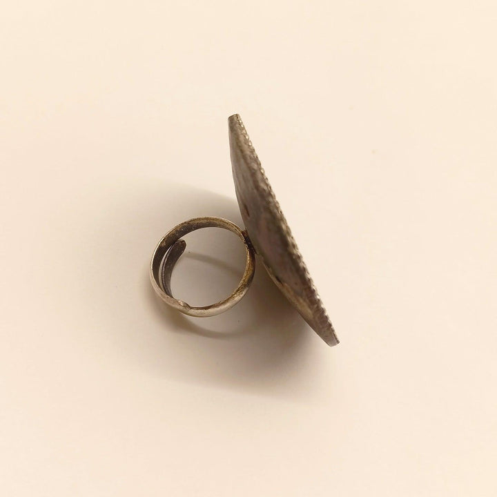 Sehej Oxidised Silver Finger Ring - Uboric