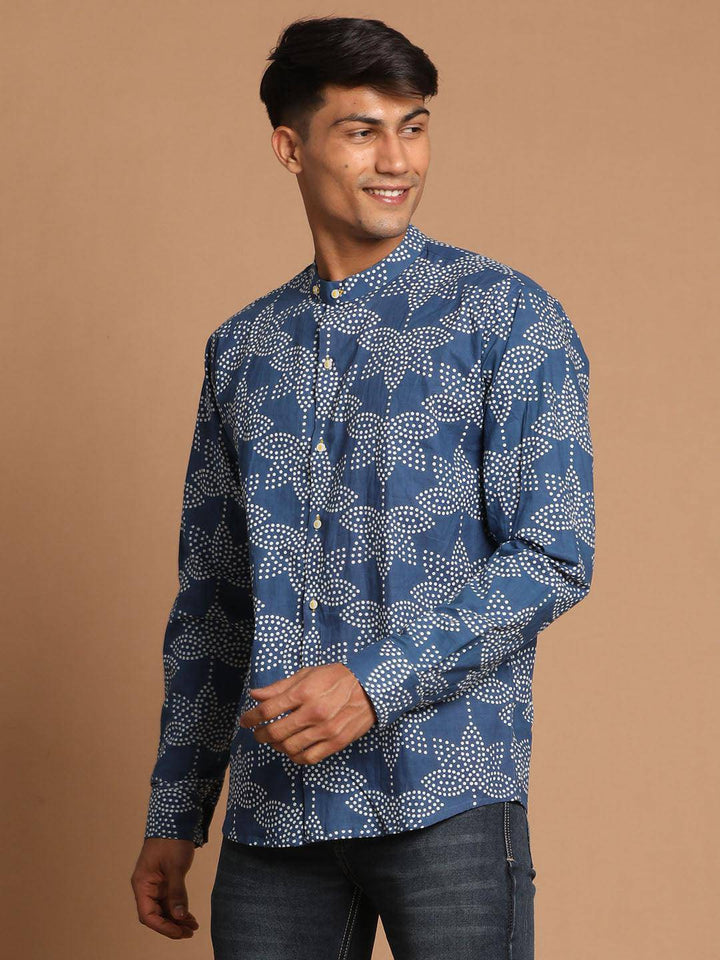 SHVAAS By VASTRAMAY Men's Aqua Blue Printed Shirt - Uboric