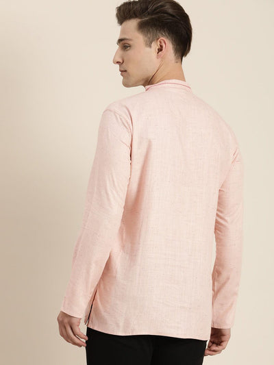 SHVAAS By VASTRAMAY Men's Pink Pure Cotton Short Kurta - Uboric