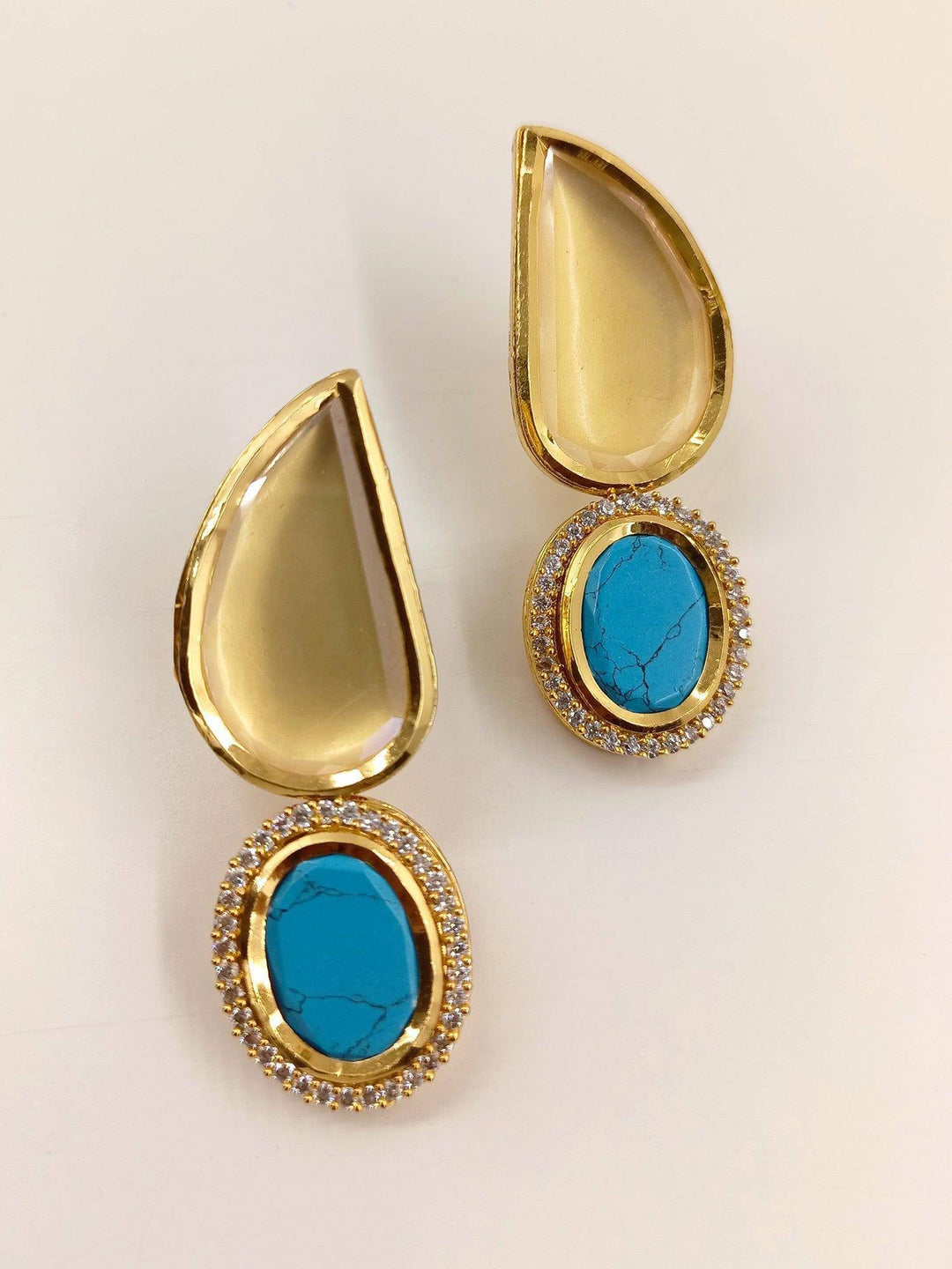 Sigourney Firozi Kundan Earrings - Uboric