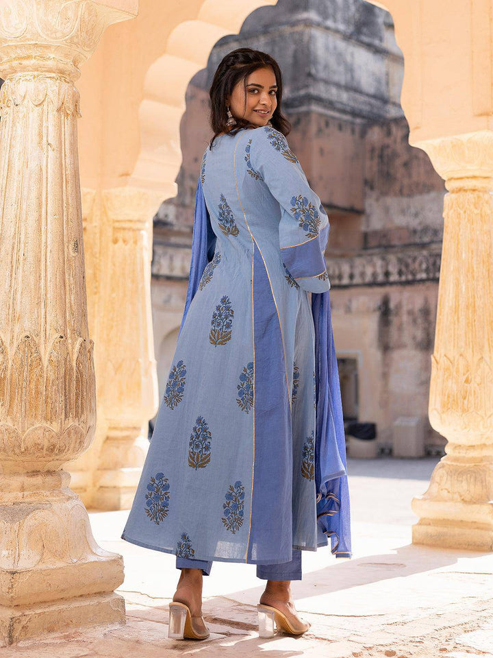 Skyway Blue Cotton Kurta Set - Uboric