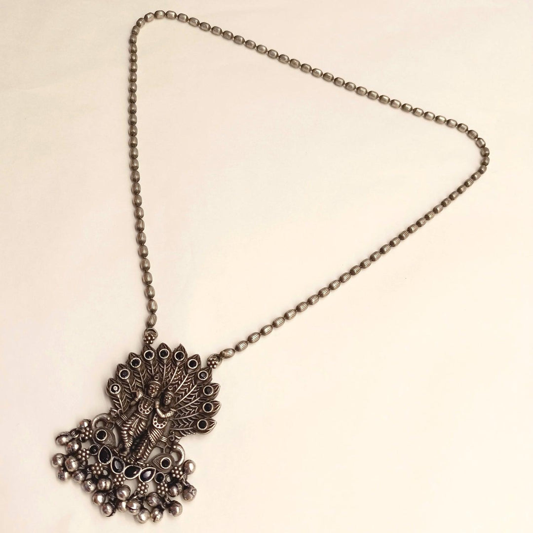 Sonal Long Oxidised Neckpiece With Temple Motif - Uboric