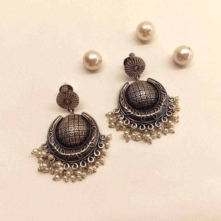 Subhadra Oxidised Earrings Chandbali Style - Uboric