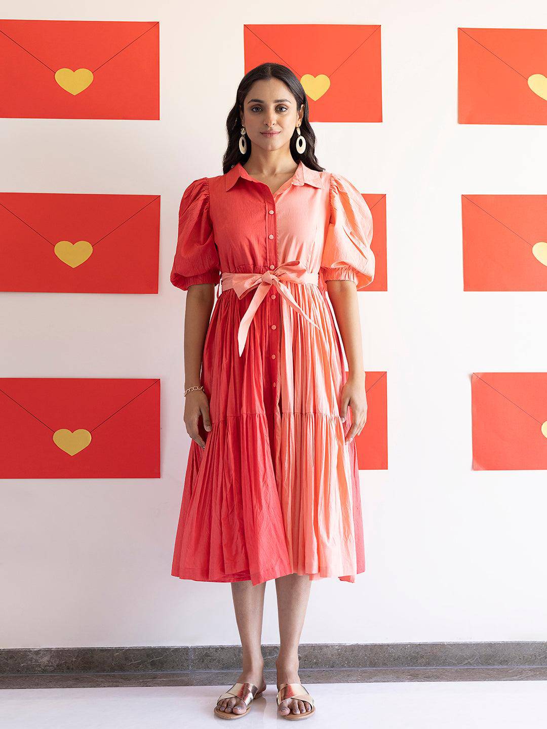 Sun Kissed Coral Midi Dress - Uboric