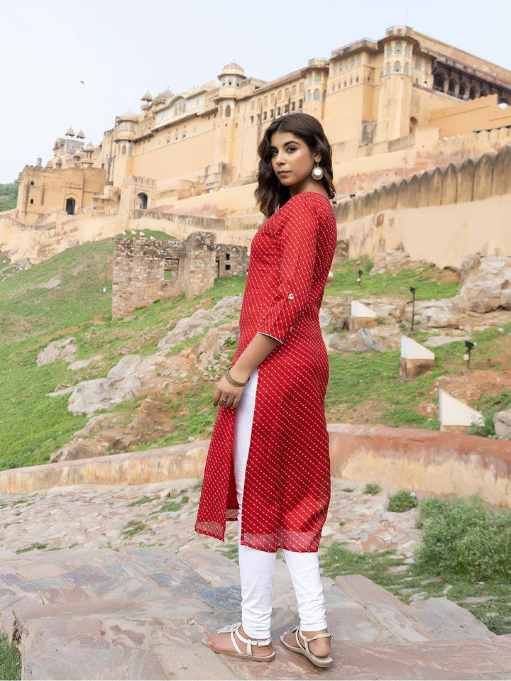 Sunshine Red Leheriya Kurta - Uboric