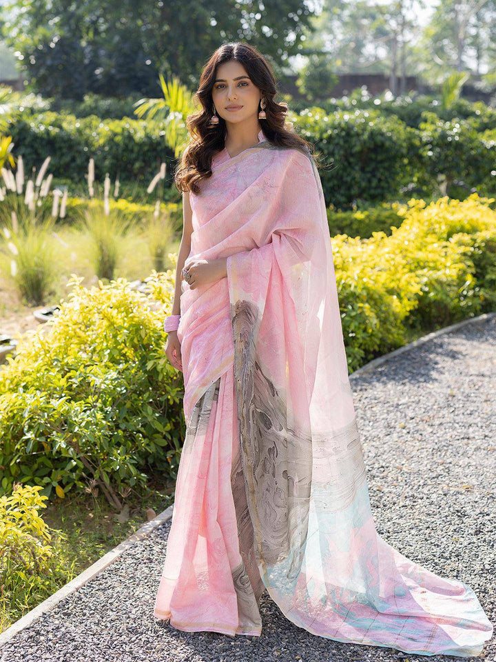 Taffy Marble Chanderi Saree - Uboric