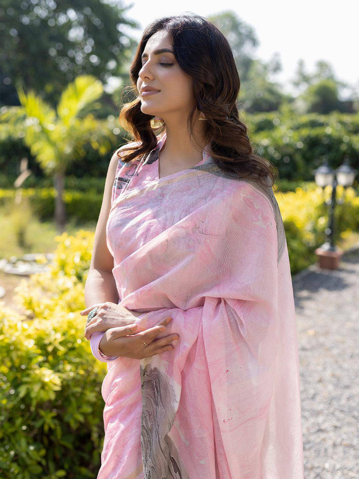 Taffy Marble Chanderi Saree - Uboric