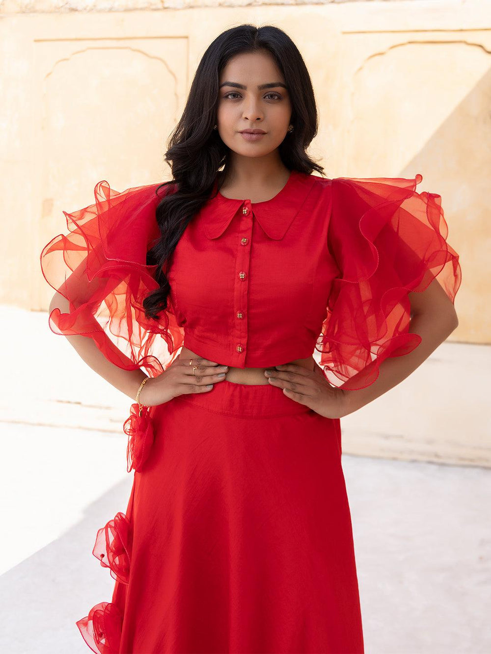 Tango Solid Red Top with Skirt - Uboric