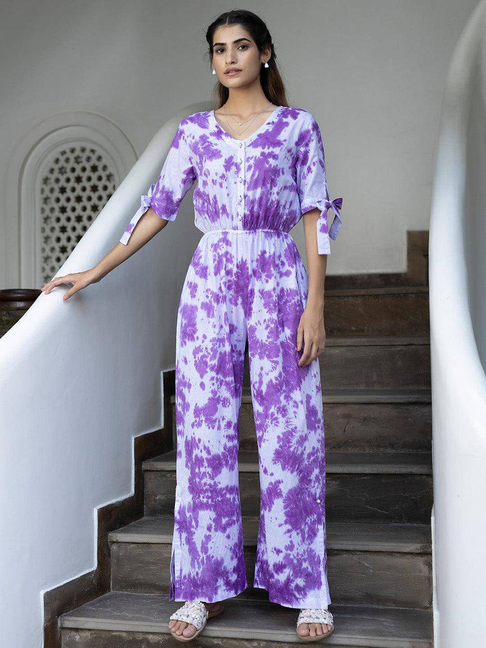 Tanvi Purple Tie-Dye Jumpsuit - Uboric