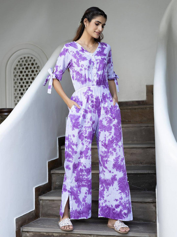 Tanvi Purple Tie-Dye Jumpsuit - Uboric