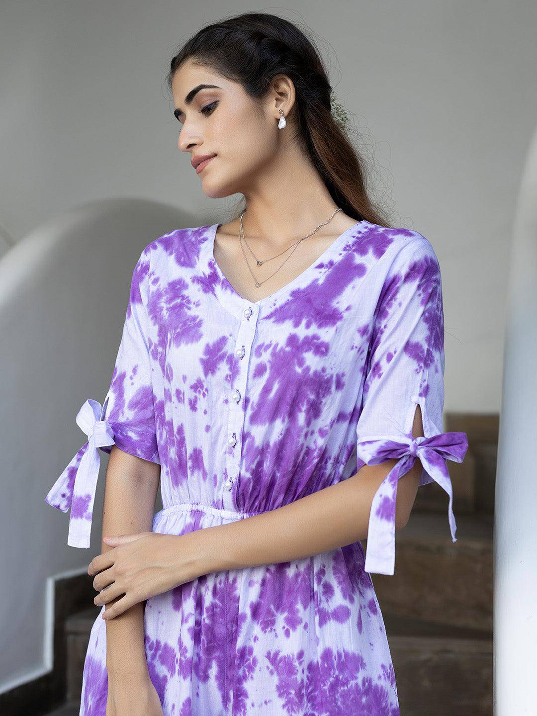 Tanvi Purple Tie-Dye Jumpsuit - Uboric