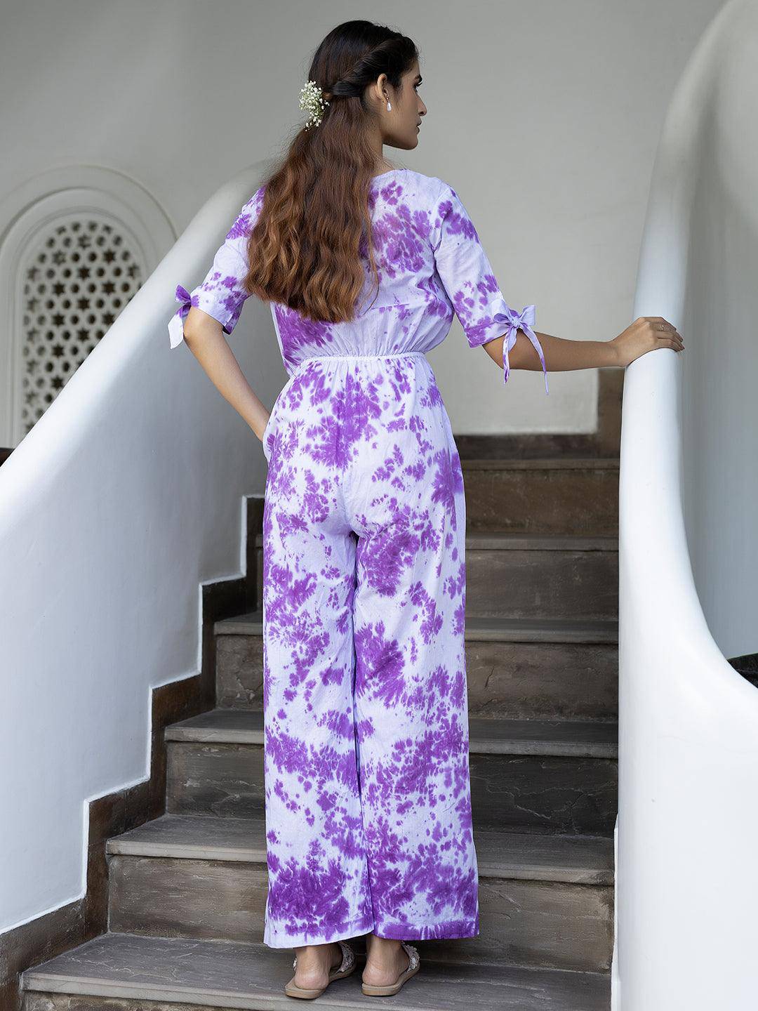 Tanvi Purple Tie-Dye Jumpsuit - Uboric