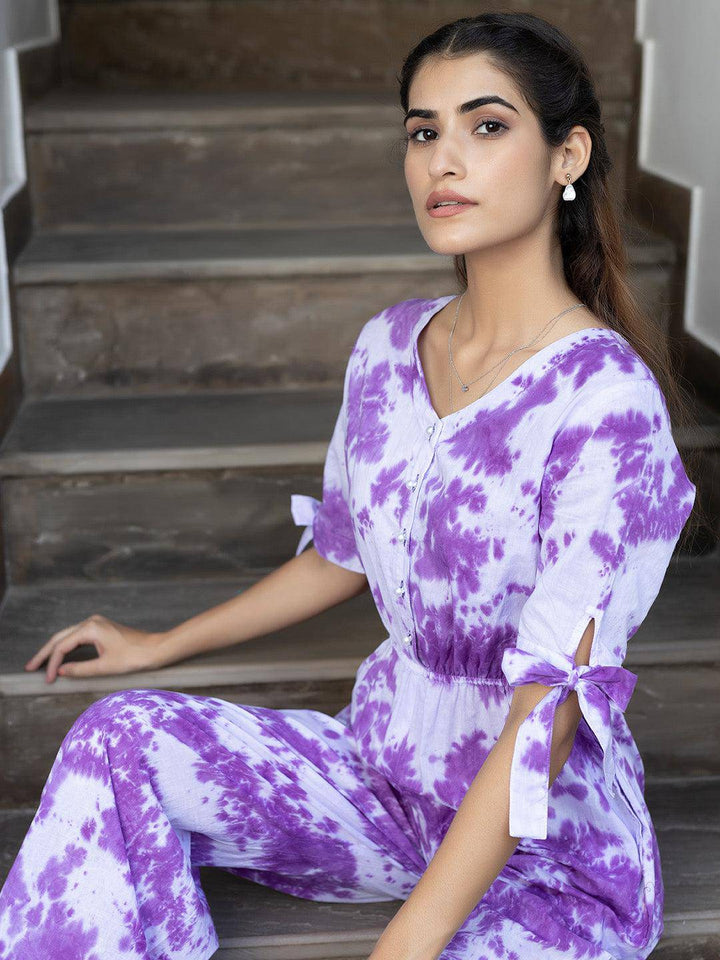 Tanvi Purple Tie-Dye Jumpsuit - Uboric