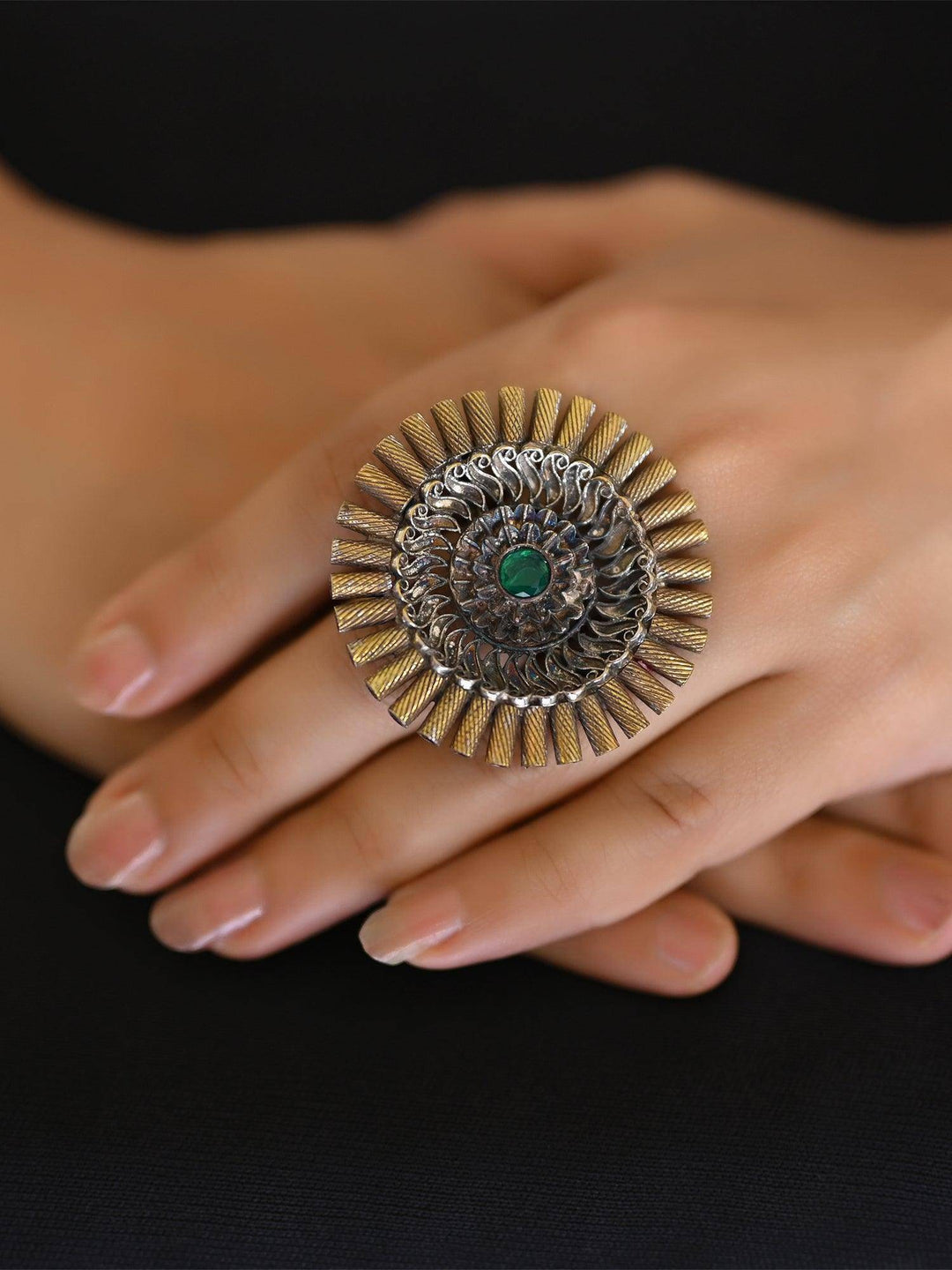 Vanika Circle Shaped Oxidized Ring - Uboric