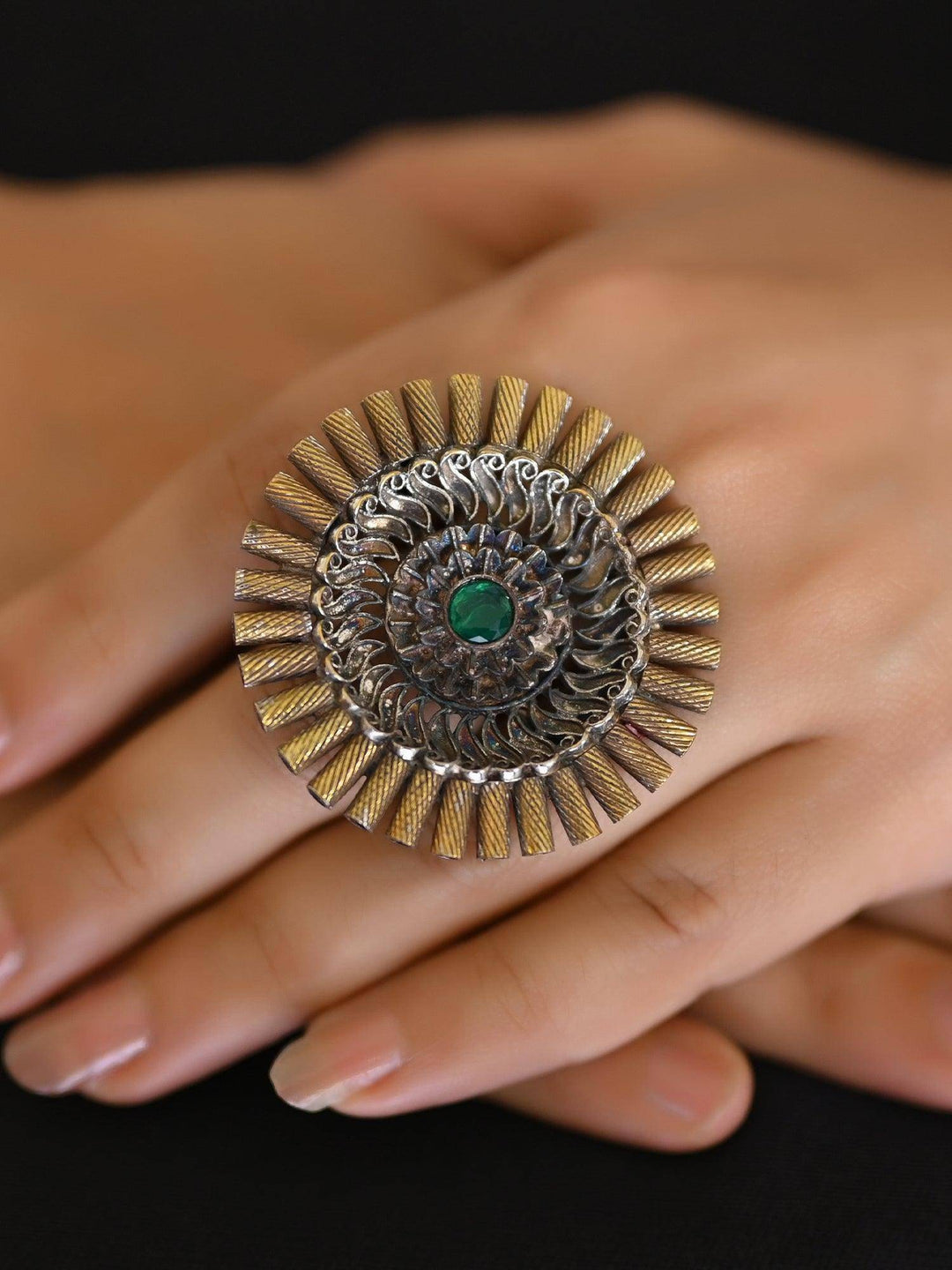 Vanika Circle Shaped Oxidized Ring - Uboric