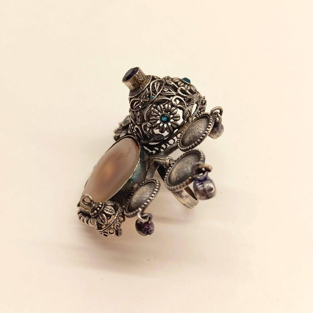 Vanya Antique Stone Oxidized Ring - Uboric