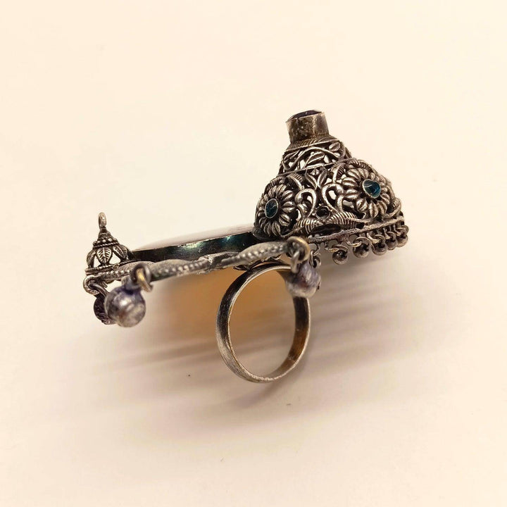 Vanya Antique Stone Oxidized Ring - Uboric