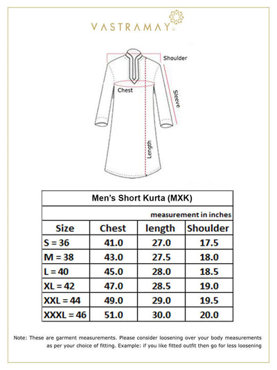 VASTRAMAY Men's Black Short Cotton Kurta - Uboric