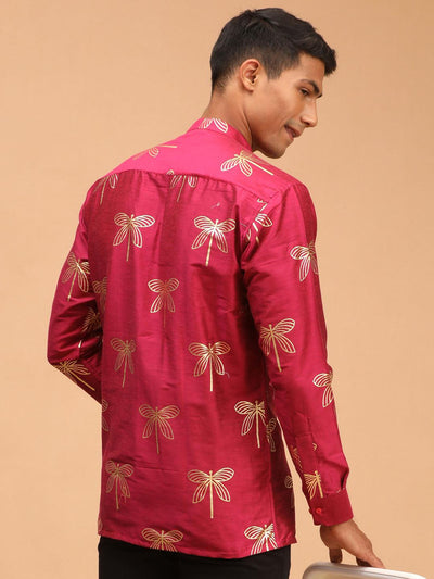 VASTRAMAY Men's Fuchsia Foil Print Shirt - Uboric
