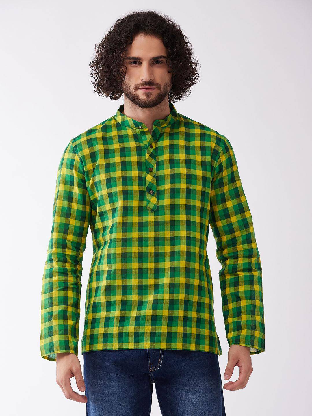 VASTRAMAY Men's Green Pure Cotton Kurta - Uboric