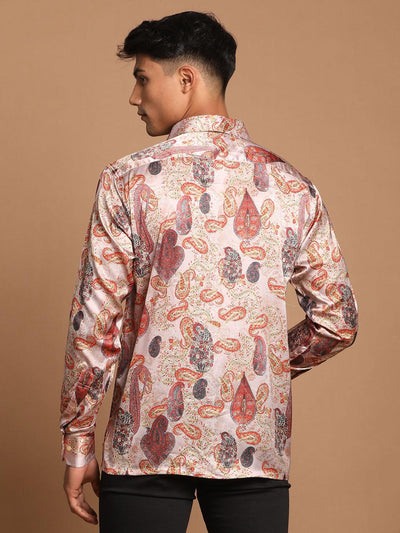 VASTRAMAY Men's Multi-Color Silk Blend Printed Shirt - Uboric