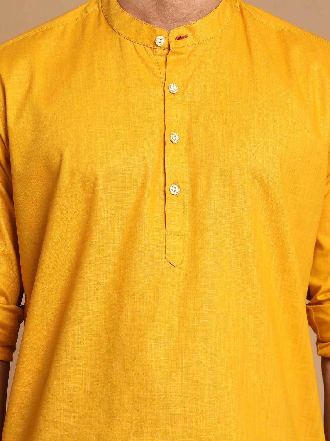 VASTRAMAY Men's Mustard Short Cotton Kurta - Uboric