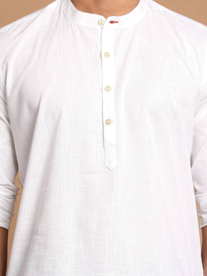 VASTRAMAY Men's White Short Cotton Kurta - Uboric