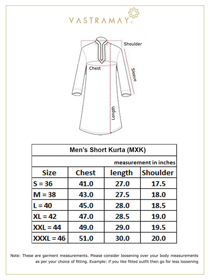 VASTRAMAY Men's White Short Cotton Kurta - Uboric