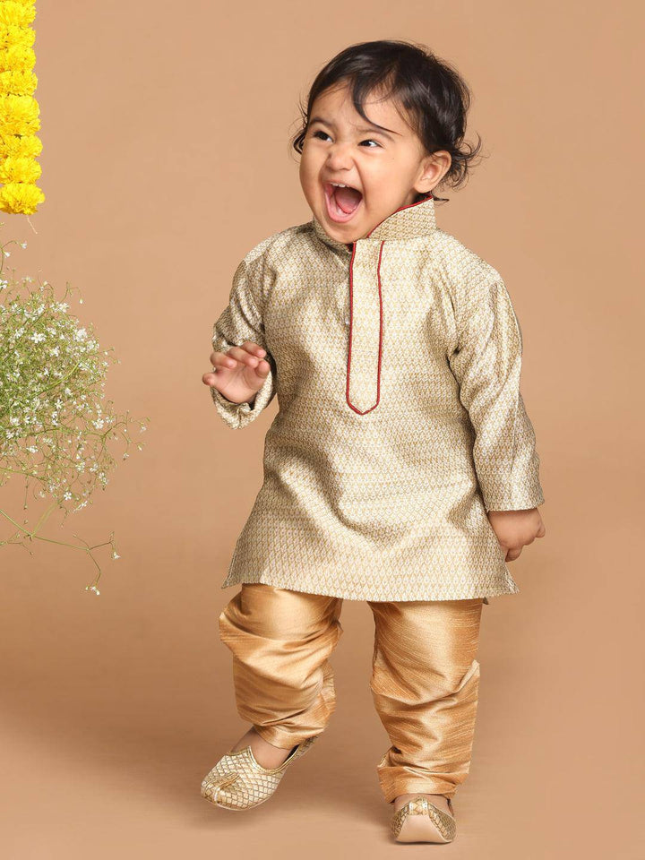 VASTRAMAY SISHU Boy's Beige Kurta With Pyjama Set - Uboric