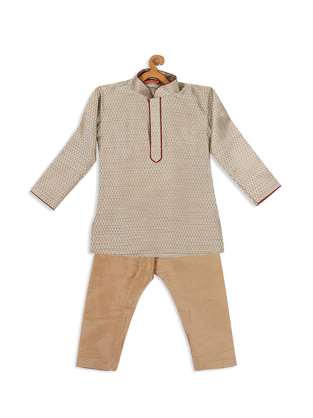 VASTRAMAY SISHU Boy's Beige Kurta With Pyjama Set - Uboric