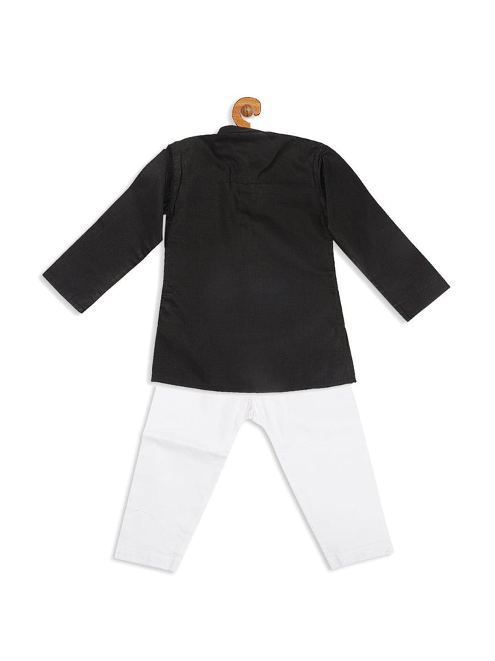 VASTRAMAY SISHU Boy's Black Kurta With White Pyjama Set - Uboric