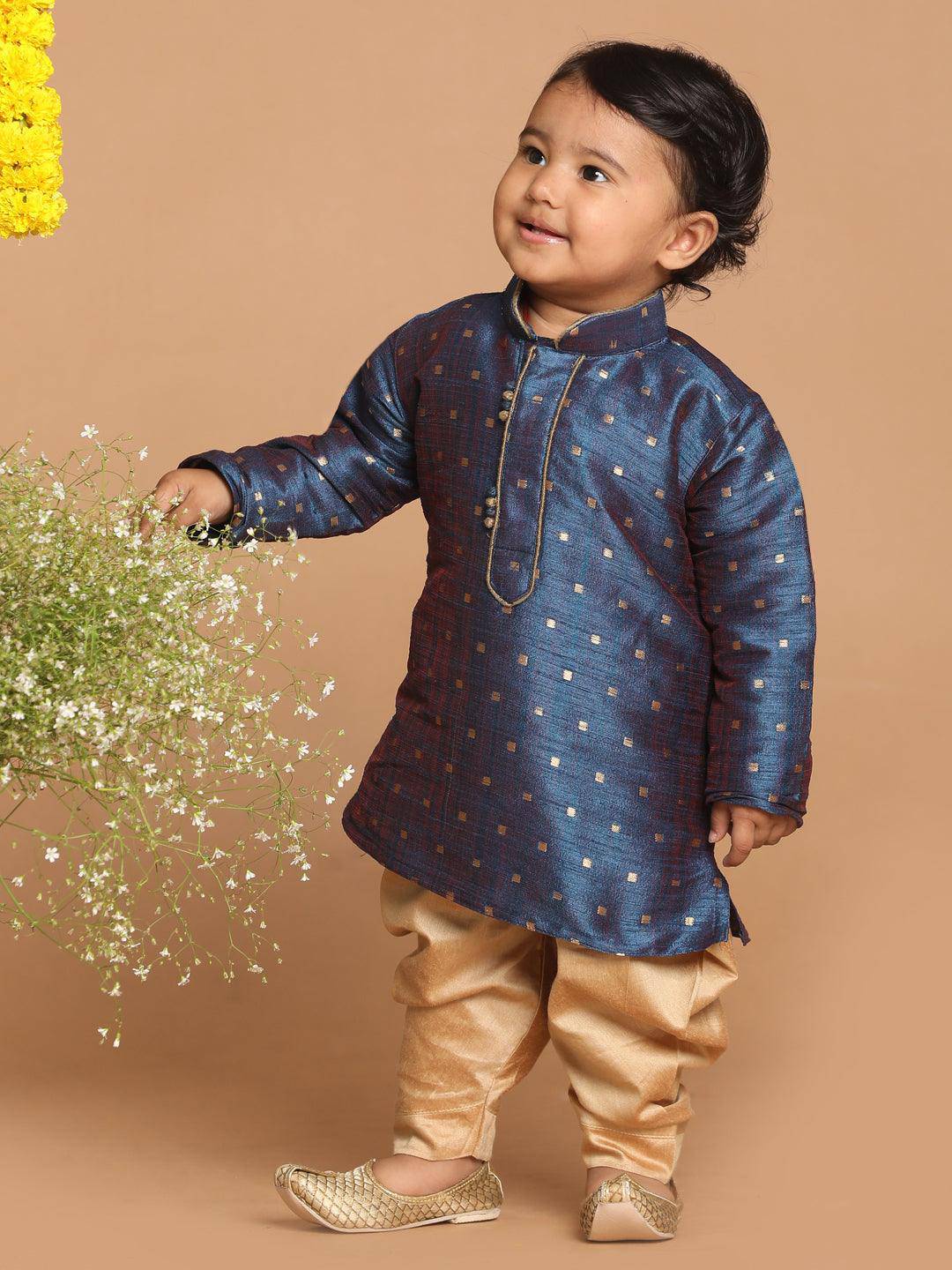 VASTRAMAY SISHU Boy's Blue Kurta with Dhoti Pant Set - Uboric