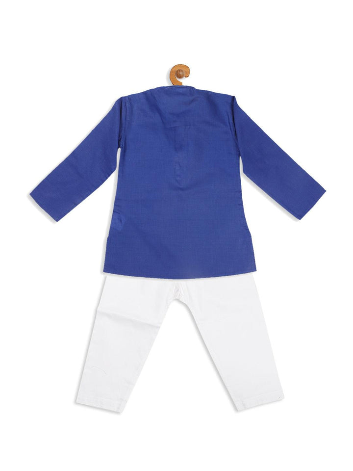 VASTRAMAY SISHU Boy's Blue Kurta With White Pyjama Set - Uboric