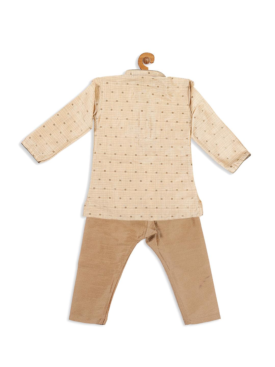 VASTRAMAY SISHU Boy's Gold-Toned Woven Kurta With Pyjama Set - Uboric