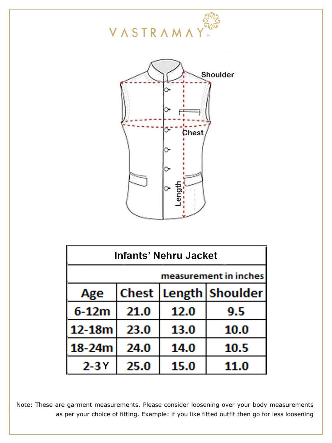 VASTRAMAY SISHU Boy's Green & Gold-Toned Woven Design Slim-Fit Nehru Jacket - Uboric