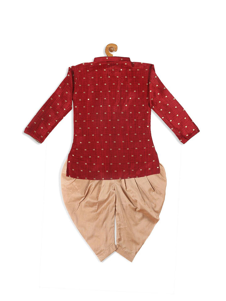 VASTRAMAY SISHU Boy's Maroon Kurta with Dhoti Pant Set - Uboric