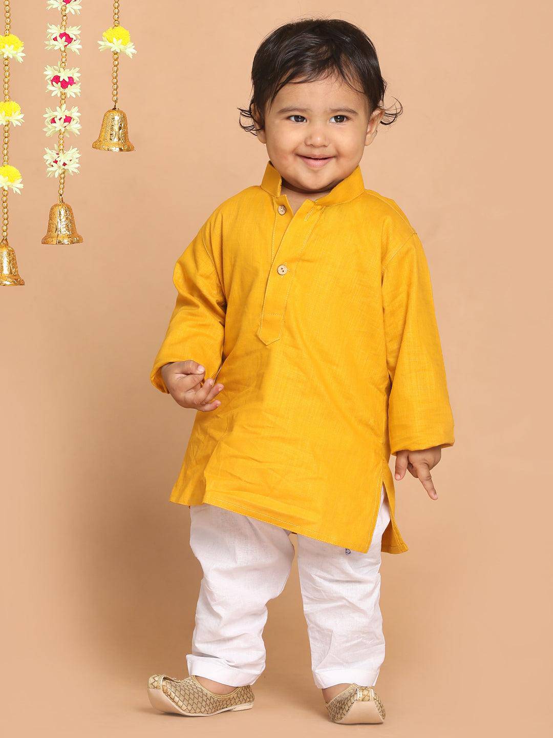 VASTRAMAY SISHU Boy's Mustard Kurta - Uboric