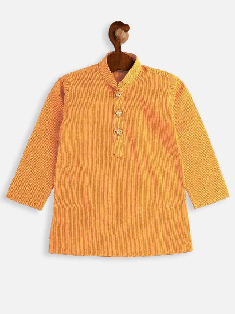 VASTRAMAY SISHU Boy's Mustard Striped Pure Cotton Kurta - Uboric