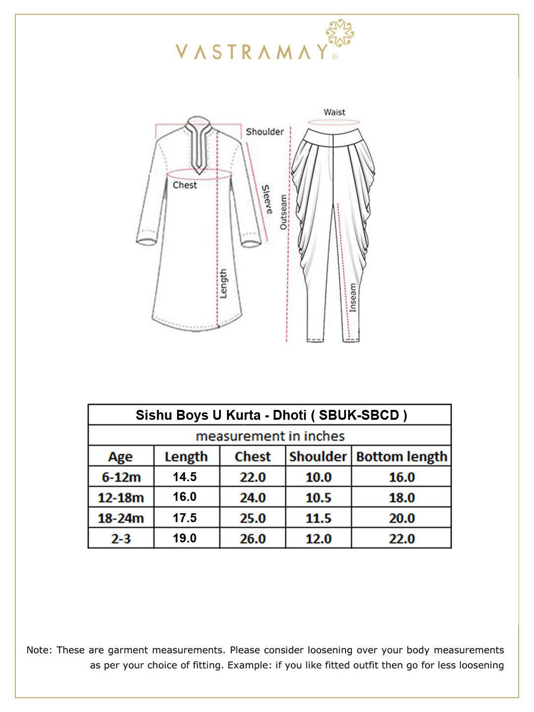 VASTRAMAY SISHU Boy's Navy Blue Kurta And Rose Gold Dhoti Set - Uboric