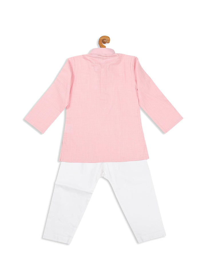 VASTRAMAY SISHU Boy's Pink solid Kurta With White Pyjama Set - Uboric