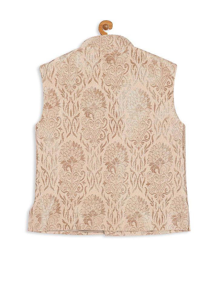 VASTRAMAY SISHU Boy's Rose Gold Silk Blend Nehru Jacket - Uboric