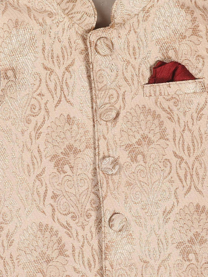 VASTRAMAY SISHU Boy's Rose Gold Silk Blend Nehru Jacket - Uboric