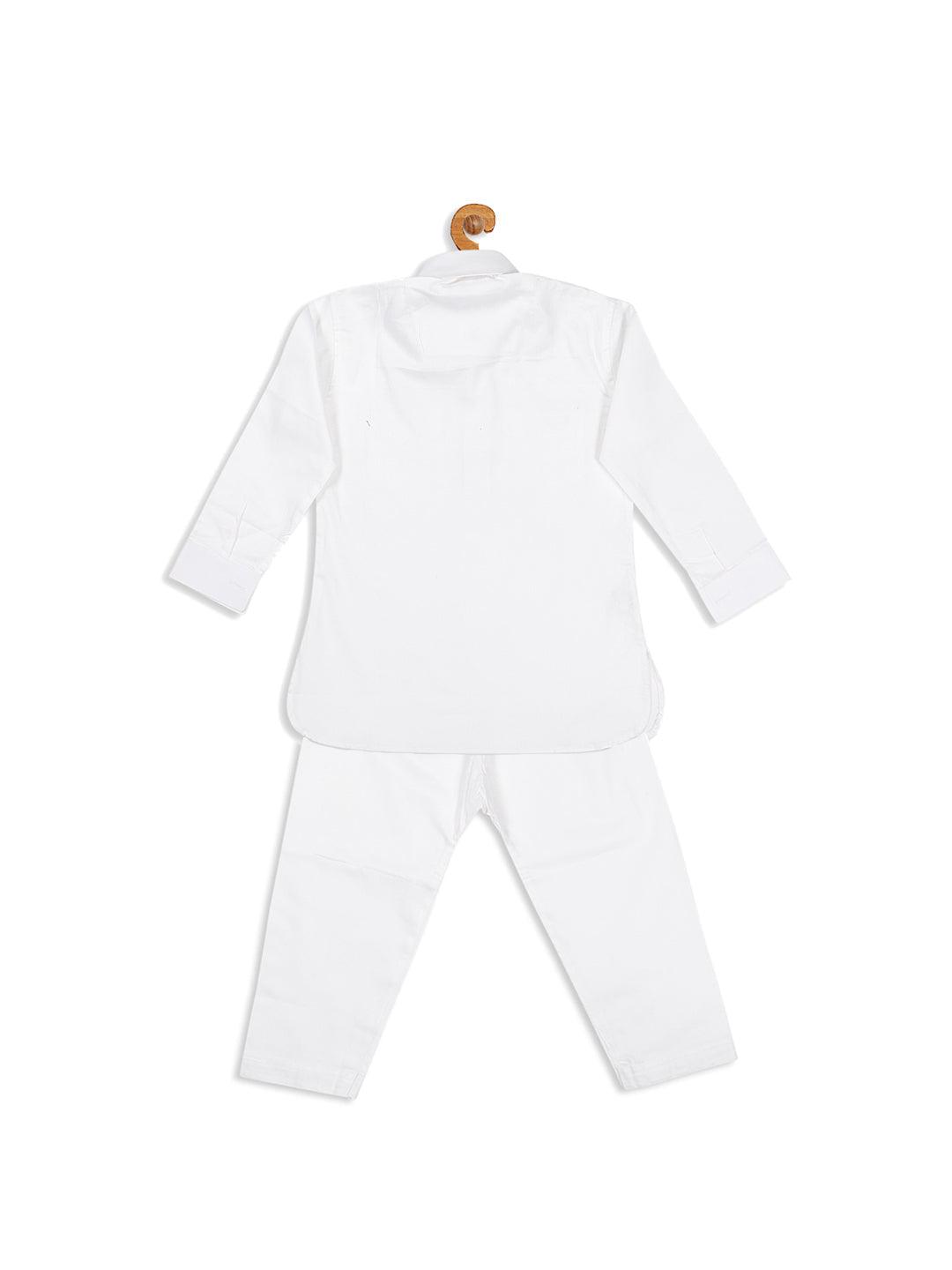 VASTRAMAY SISHU Boy's White Pure Pathani Kurta With Pyjama Set - Uboric