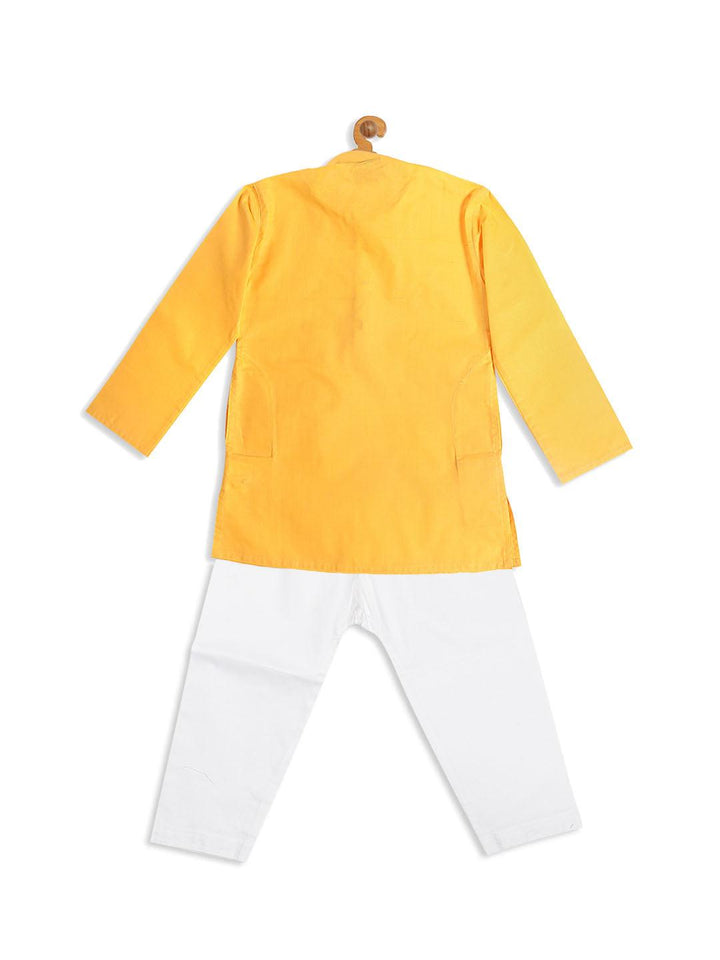 VASTRAMAY SISHU Boy's Yellow Kurta With White Pyjama set - Uboric