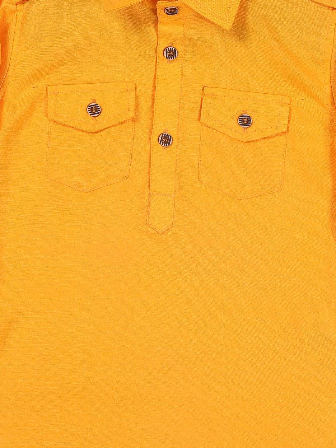 VASTRAMAY SISHU Boy's Yellow Pathani Shape Kurta - Uboric