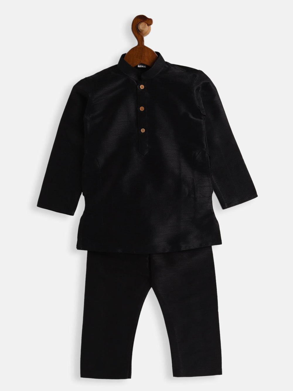 VASTRAMAY SISHU Boys Black Silk Blend Kurta Pyjama Set - Uboric