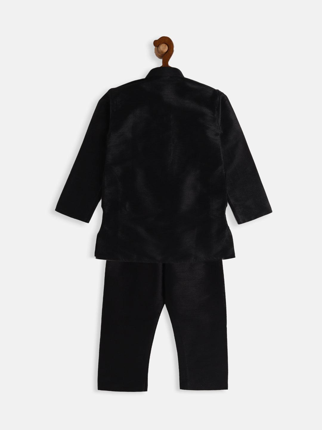 VASTRAMAY SISHU Boys Black Silk Blend Kurta Pyjama Set - Uboric